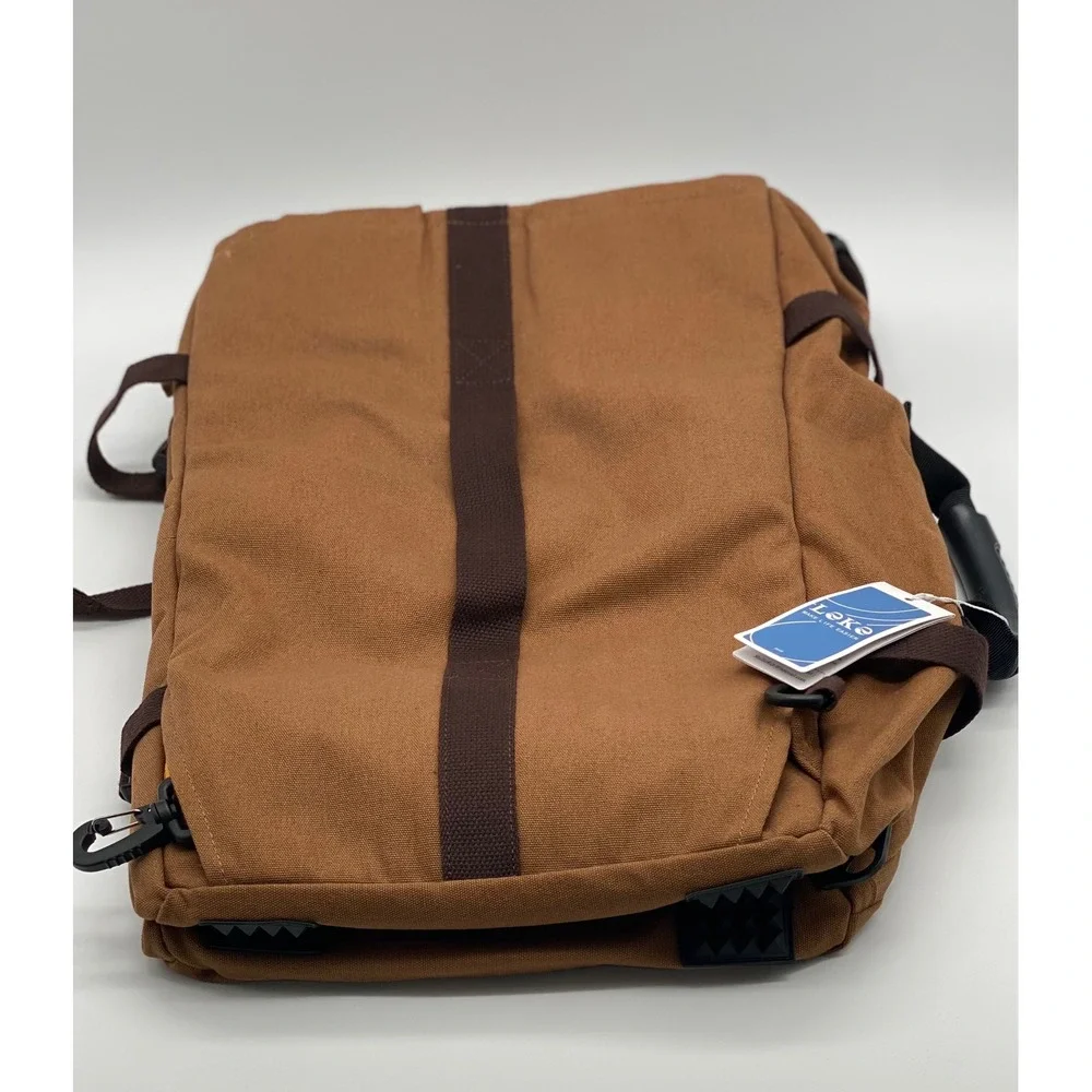 Leke 3-in-1 Convertible Travel Backpack Khaki Canvas 17.3 Laptop Bag‎ 21x14x8